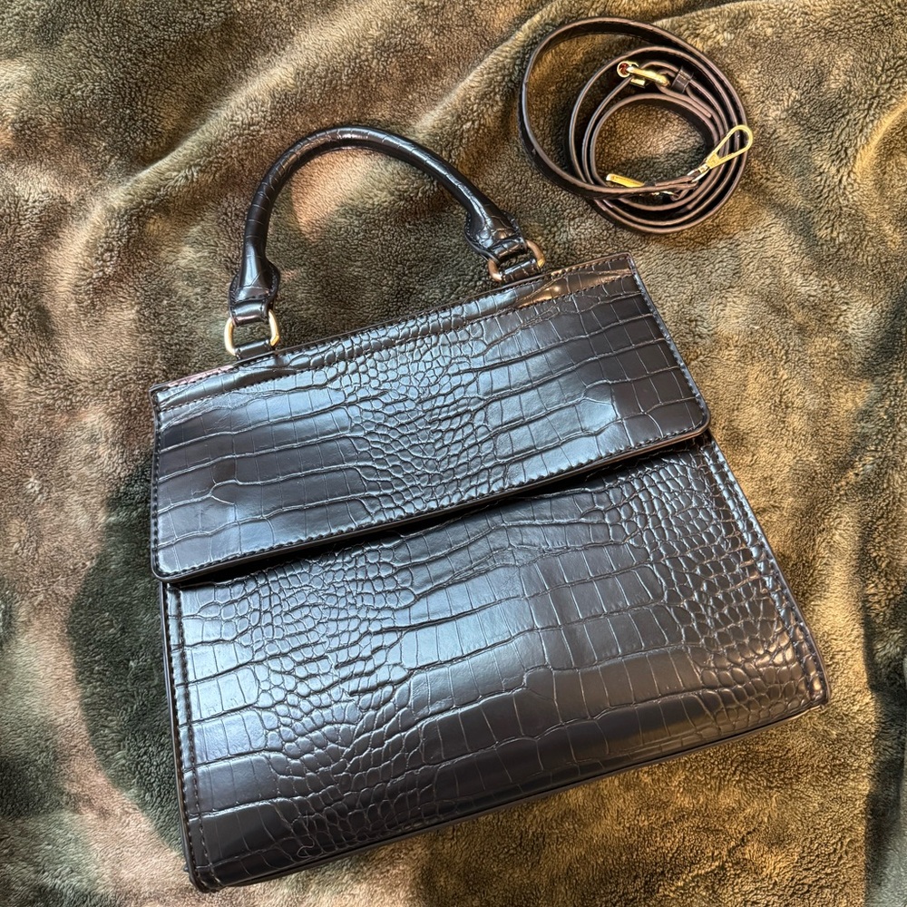 Luxe Crocodile-Embossed Lunch Bag - Handbag